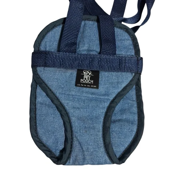 Pet Pouch for small dog blue made in USA steam cleaned