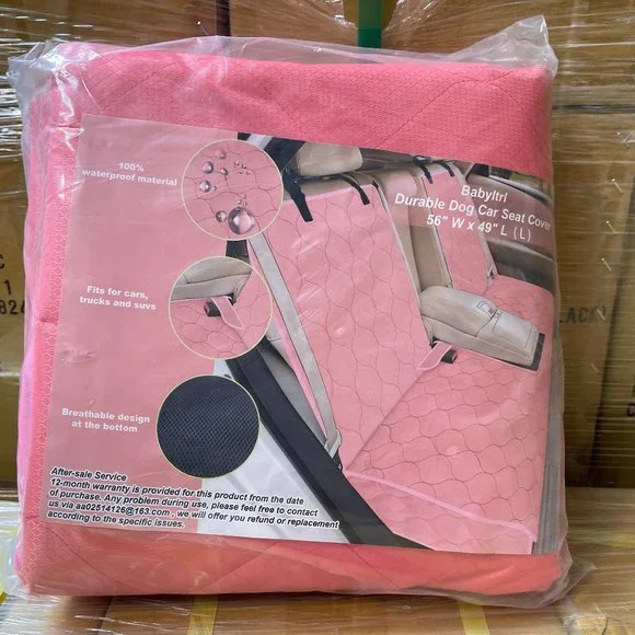 BABYLTRL Waterproof Dog Rear Seat Cover, Middle Armrest & Seat belt (Pink)