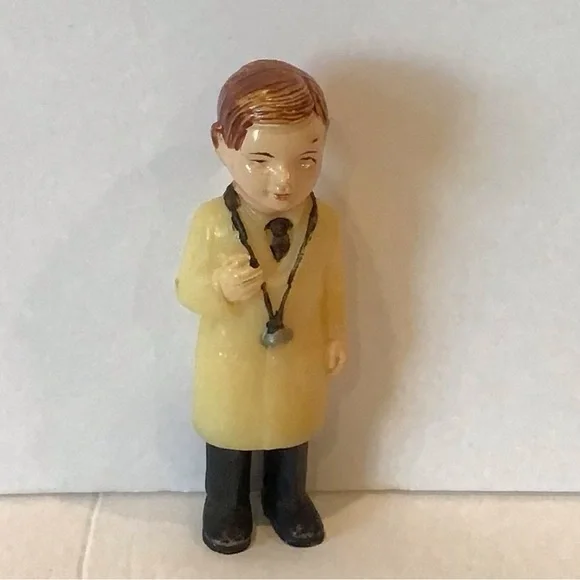 Vintage Doctor Figurine Caketopper with Coat and Black Pants