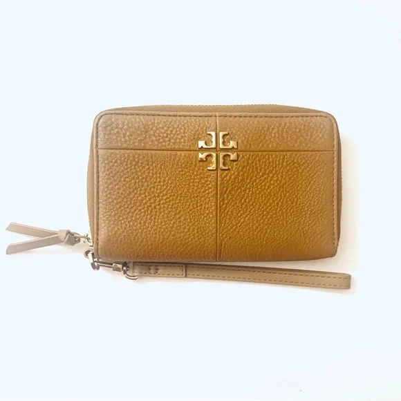 TORY BURCH Britten Zip Continental Wallet Logo Leather