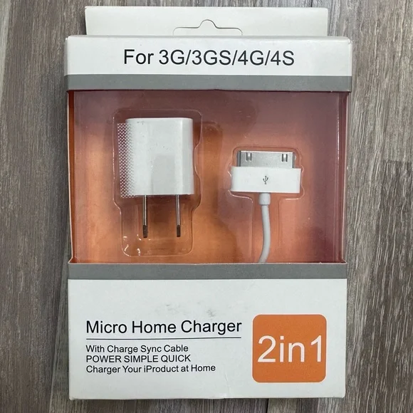2in1 White Micro Home Charger for 3G/3GS/4G/4S