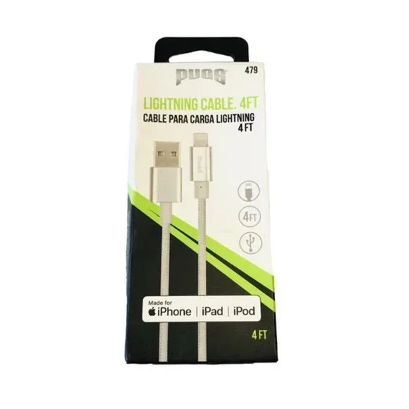 PUGS Lightning Cable 4' Silver