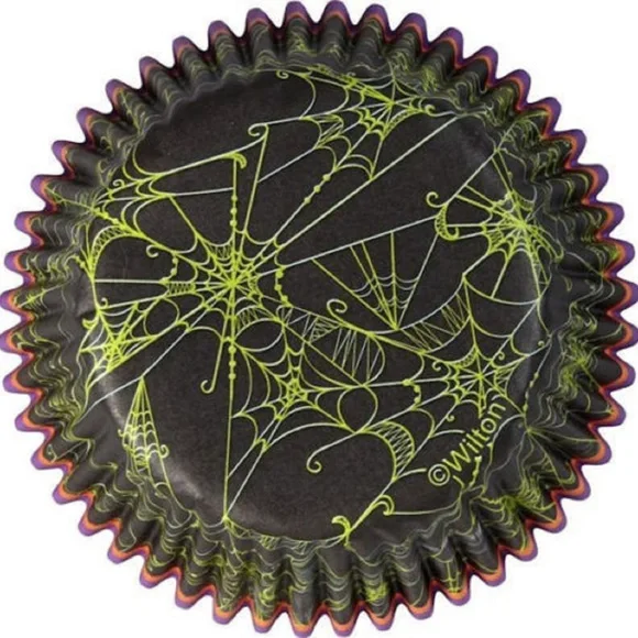 Wilton 225 Halloween Baking Cups Spider Webs Black