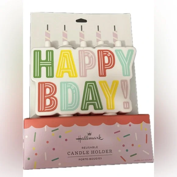 Hallmark Colorful Happy Bday Candle Holder reusable