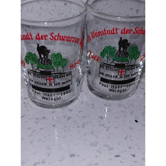 Set of 2 German Paul Haas Weinstadt de Schwarzan Shot Wine Glasses Vintage 1970s