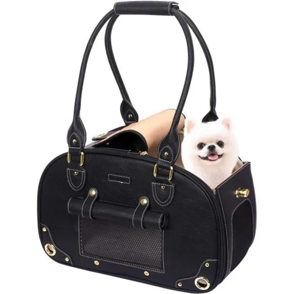 Pet Carrier Foldable Waterproof PU Leather Pet Travel Portable Bag