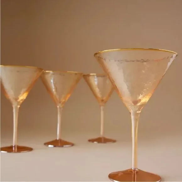 Set of 4 Anthropologie Zaza Honey Luster Martini Glasses