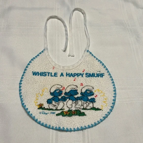 Smurf Baby Bib Vintage 1981