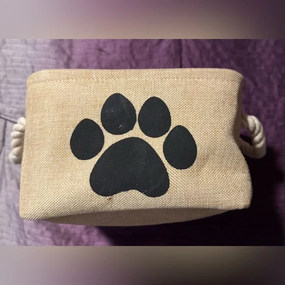 Beige Basket with Black Paw Design