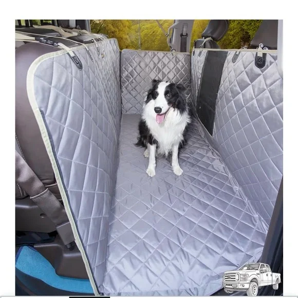 Gray Quilted Dog Full Sized Truck Flip-up Back Seat Seat Cover