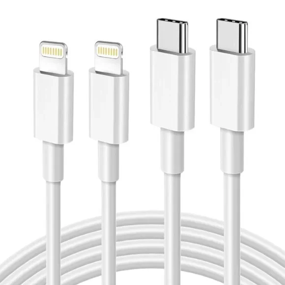 Set of Two USB-C to Lightning Charging Cables - 1 meter long/39.5 inches