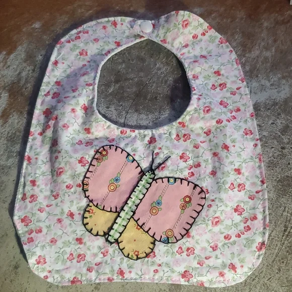 Charming Floral Butterfly Bib
