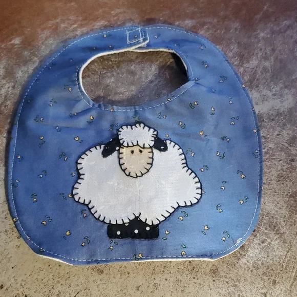 Blue Sheep Design Baby Bib