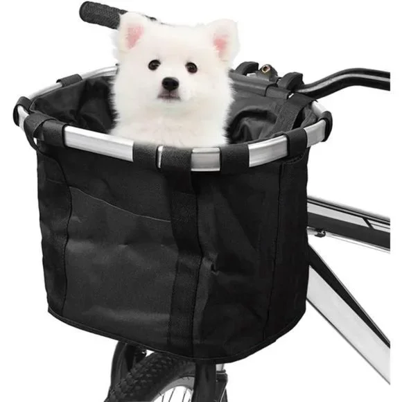 Small Pet Cat Dog Carrier Bicycle Handlebar Front Basket Folding Detachable