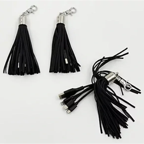 Bolsetta Universal Charging Tassels for Apple & Android - 3 Pack - Black