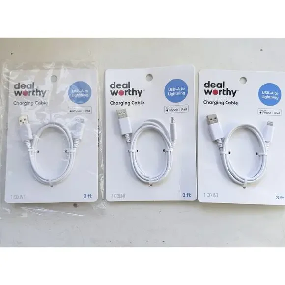 Deal Worthy Charging Cables USB to A Lighting Cable 3 Pack 3 Ft.