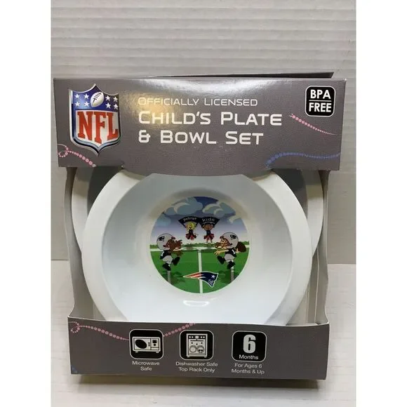 NFL New‎ England Patriots Child's Plate And Bowl Set NFL kids