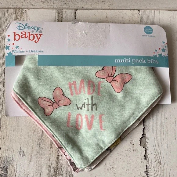 Disney Baby Minnie Mouse Bibs Size O/S NEW