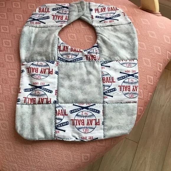 3/$25 or $12 ea. NWT Baseball Handcrafted Quilted Bib