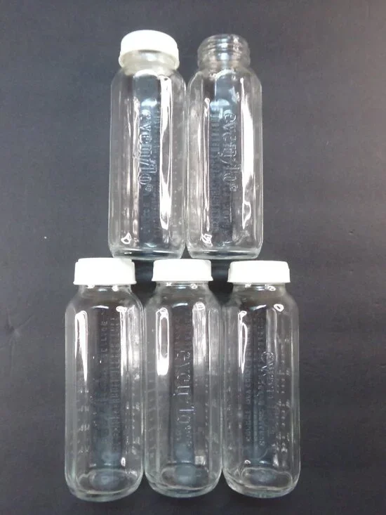 5 Clear Glass Evenflo Baby Bottles 8 ounce