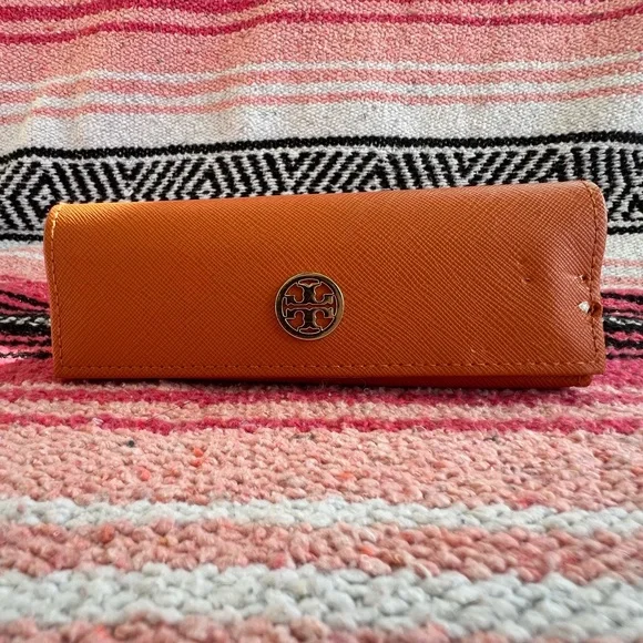 Tory Burch Orange Leather Eyewear Glasses Case