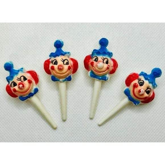 Vintage Wilton Derby Clown Cake Toppers /‎ Cupcake Picks /Party Decorations