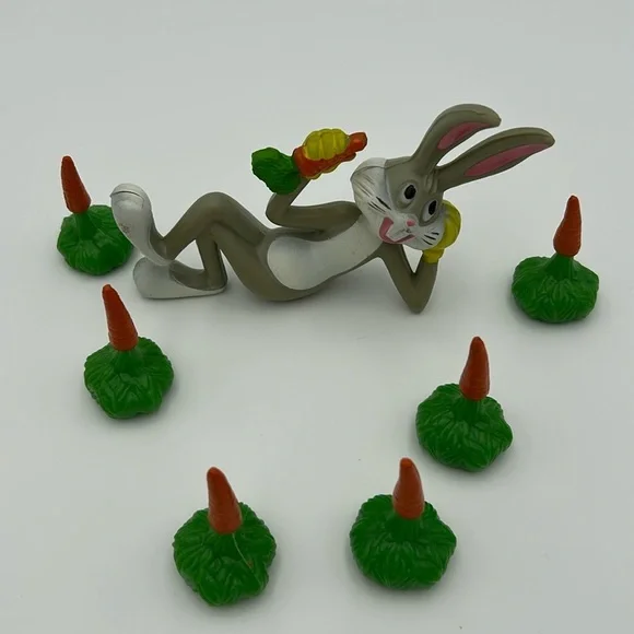 Vintage 1978 Warber Bros Wilton Cake Topper Bugs Bunny Carrots Candle Holders