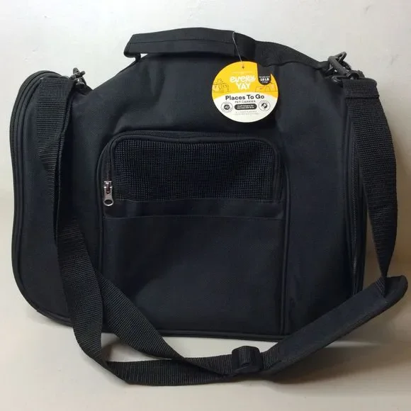 Every Yay Soft-Sided Canvas Mesh Pet Carrier Travel Bag Small 16lb.-Black