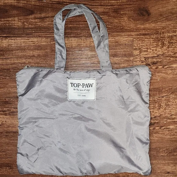 NWOT TOP●PAW Gray Foldable Reuseable Lightweight Zippered Pet Accesories Tote