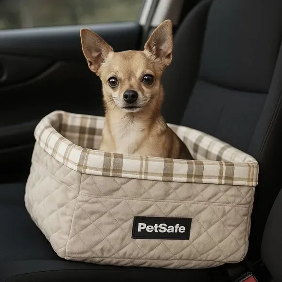 PetSafe Tan Plaid Car Carrier Booster Seat 16