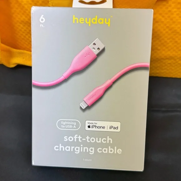 Heyday Pink Charging Cable for iPhone and iPad lightning to USB-A charger cord