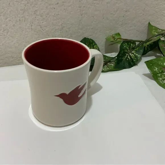 Starbucks 2008 Embossed Red Dove White Coffee/Tea Mug 12 oz