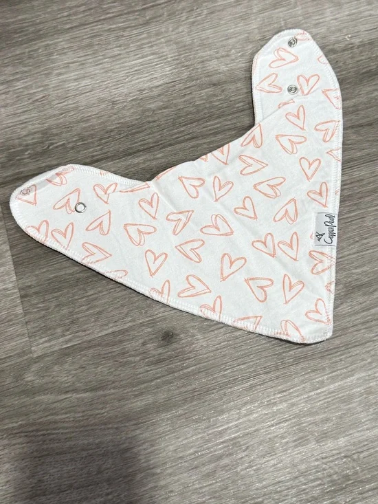 Baby Bandana Bib with Peach Heart Print