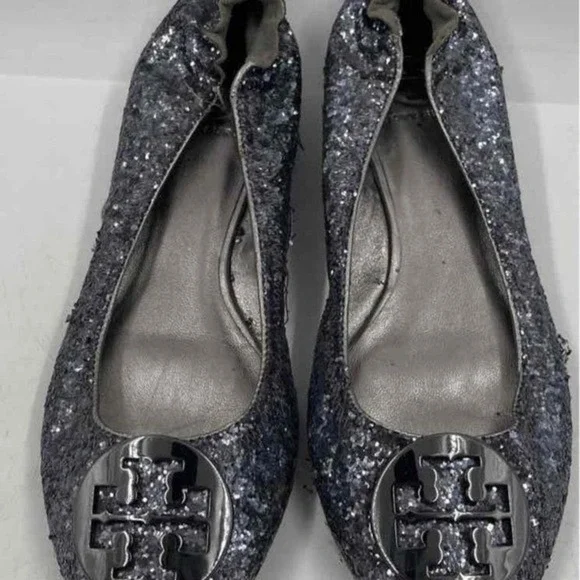Tory Burch Glitter Ballet Flats Sparkle Shoes Women's Size 7.5M