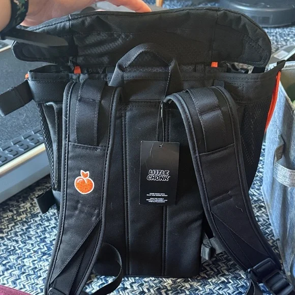 Little Chonk Black and Orange Dog Carrier Backpack