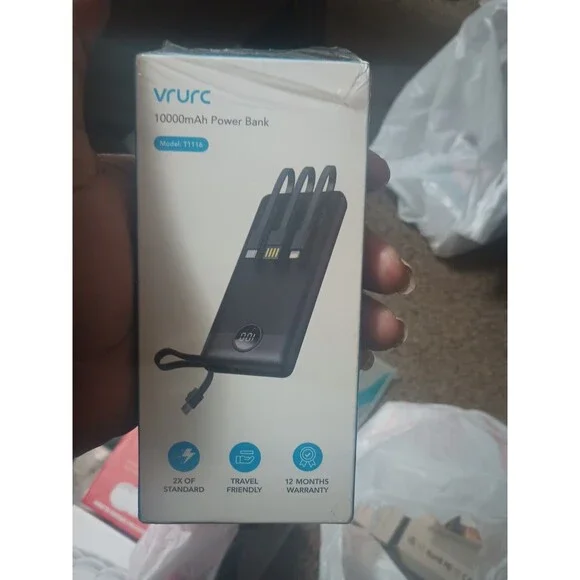 VRURC 10000mAh Power Bank Portable Charger Power Bank T1116 Black