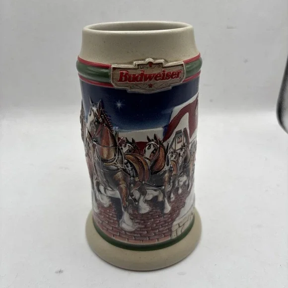 Budweiser Holiday Beer Stein 1998 Grant's Farm Holiday CS343 Clydesdale Anheuser