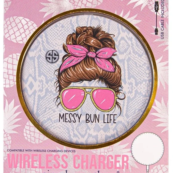 Simply Southern Wireless Charger Messy Bun Life iPhone Samsung Cell Phone New