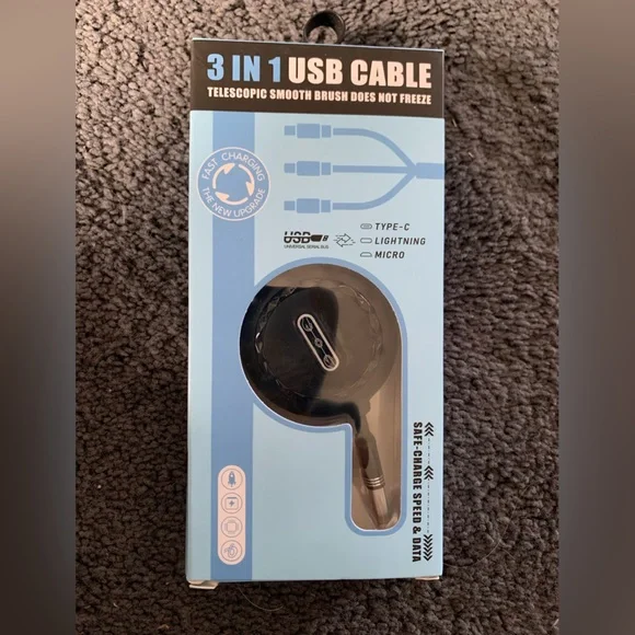 NIB 3-IN-1 USB Charging Cable