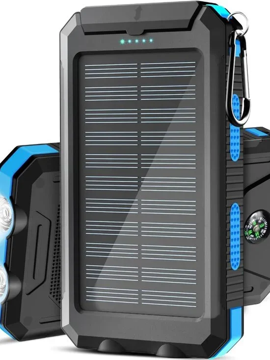 Solar Power Bank Charger, Flashlight, Compass- NEW