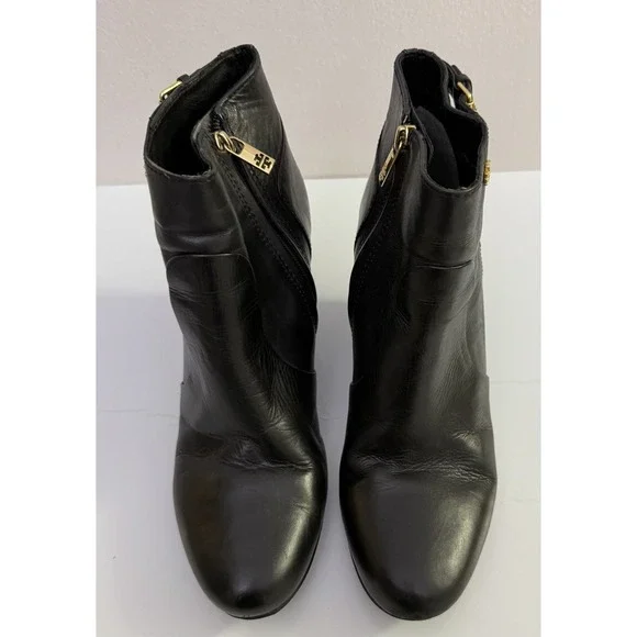 TORY BURCH Milan Wedge Bootie Black‎ Leather Size 11