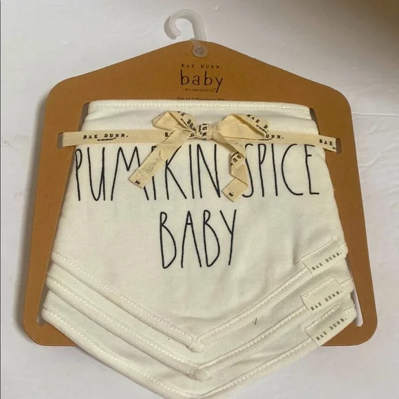 NWT set if 3 Rae Dunn Pumpkin Spice, Happy Fall Y'all, Mornin Pumpkin Baby Bibs