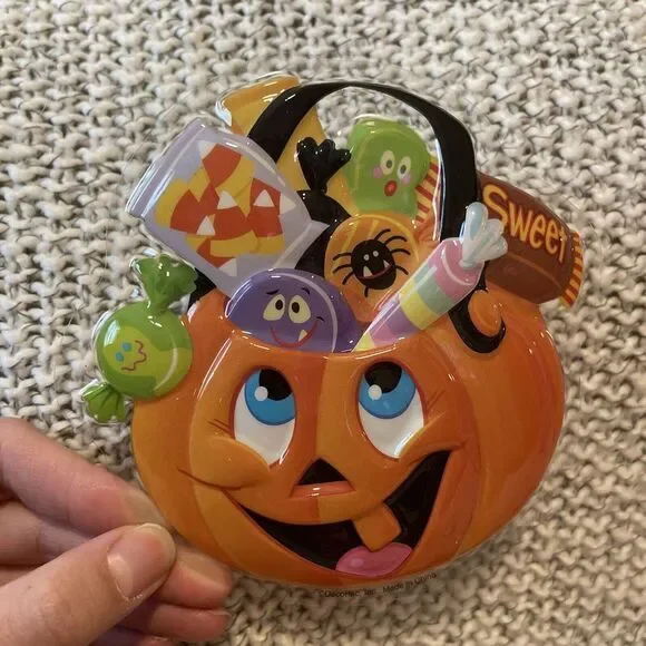 Vintage 3D Candy Bucket Jackolantern Pail JOL‎ Halloween Cake Topper Decor