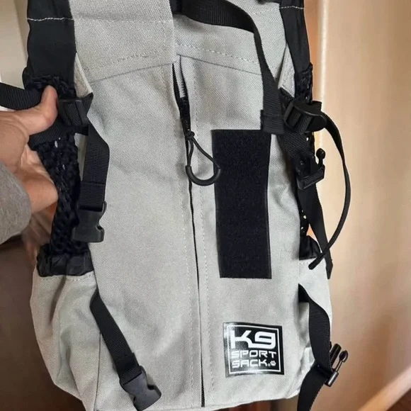 K9 Sport Sack Gray and Black Dog Carrier Backpack used a few times