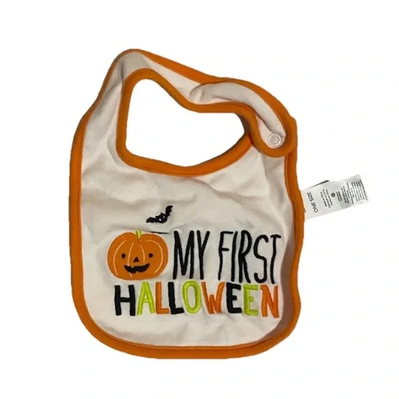 Carter’s Just One You Baby My First Halloween Pumpkin Teething Orange White Bib