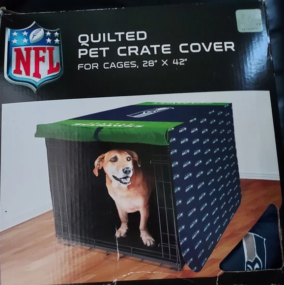 NFL Seattle Seahawks Pet Crate Cover Dogs Cats Quilted 30” X 48” Travel New