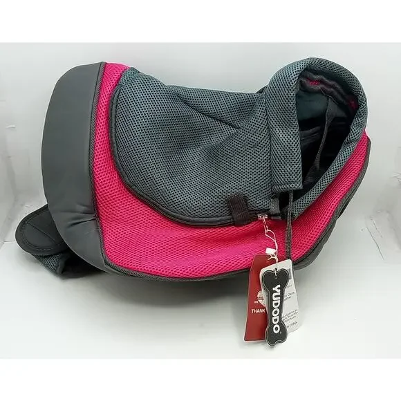 Pet Dog Sling Carrier Mesh Bag Puppy or Small Dog Pink/Grey