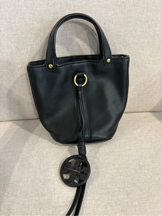 Tory Burch Black Leather Mini Miller Bucket bag