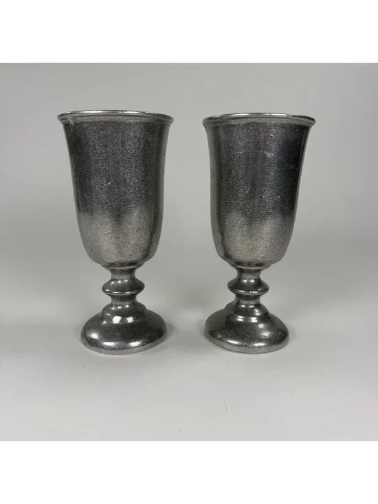 Vintage RWP Wilton Armetale Pewter Plough Tavern Wine Goblets 7”