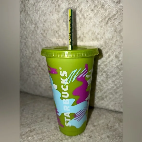 Starbucks Vibrant Green and Pink Tumbler
